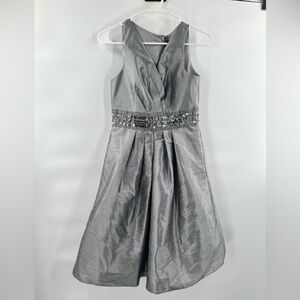 S. Boutique Silver Cocktail Fit Flair Dress Size 4 grey